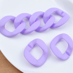 17Pcs（40cm length） Acrylic Chunky Chain Links,Light Purple Color Plastic Open Links Matte Necklace or Bag Chain Links,40x34mm