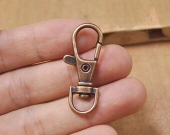 key clasps,50pcs Copper Color keychain clasp findings connector,Metal Lobster Claw Clasp Findings--38x15mm