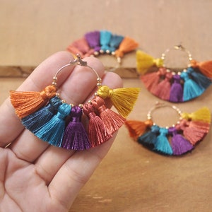 2 pieces,BEAUTIFUL Fan Tassels, large hoop tassels,Earring Hoops, handcrafted tassels, earring tassels, boho,jewelry supplies--FF5#
