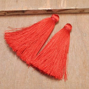 10pcs 65mm Red silk tassels,Mini Tassel,Extra Thick tassels,earring/necklace Tassel Pendants Keychains,Silky fringe tassels.