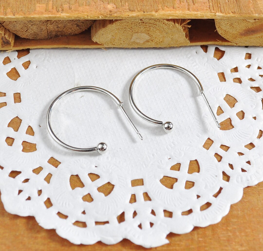 20/50pcs 15/20mm Ball End Open Hoop Earrings,c Shape Ball End Earrings