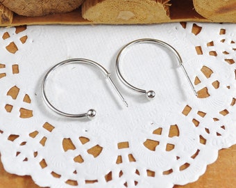 20/50Pcs 15/20mm ball end open hoop earrings,C Shape Ball End Earrings, Silver ear hoop,Metal stud earrings For Wholesale Jewelry Supplies