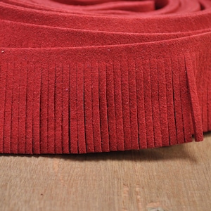 Red Faux Suede Leather Fringe Trim,Tassel Trimming Ribbon,30mm wide,Boho,Cowboy Costume,Sewing Crafts,Neotrims,Shoes