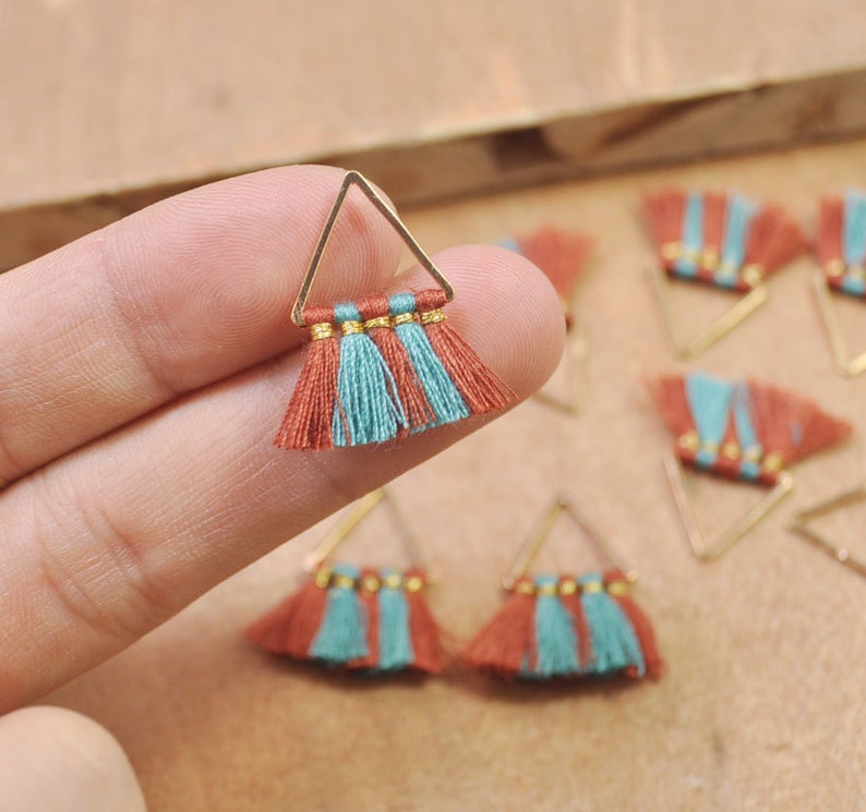 Super-cheap 1 Pair Small triangle Tassels，Multi Very popular Tassel earring pendant color