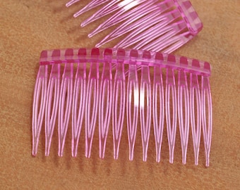 20Pcs 14 teeth Rose Color Hair Combs,Clear plastic Hair Combs DIY  70mm (3 inch),Wedding Bridal Accessory,Wholesale hair combs