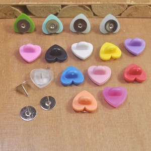 20 sets Tie Tacks Blank Pins With Colored Backing，Heart Rubber back , Rubber Clutches Backings Backs Clasp for Enamel Lapel Pin