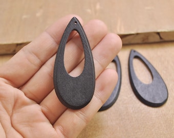 Black wood pendant,20pcs unfinished wooden earring pendant,Tear drop wood earring for DIY, Jewelry wood charms 60x30mm