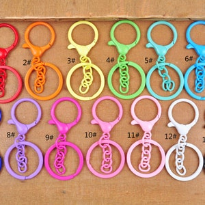 Colored Keychains Ring, 13 Colors,30mm Key Ring, Metal Clasp,Lobster Claw Clasp With Chain Key Ring，DIY Jewelry Making Bag Charm Accessories