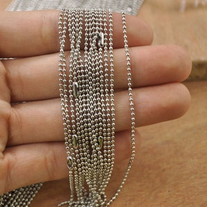 Metal necklace,25pcs white K Ball Chain Necklaces with connectors.27.5 inch Long Chain 1.5 mm Ball Chains wholesale. image 1