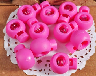 10-100Pc Plastic Single Hole Round Cordlock,Toggles Stopper,18mm drawstring lock,Hot pink cord lock,elastic cord stop,Toggle Lock supply