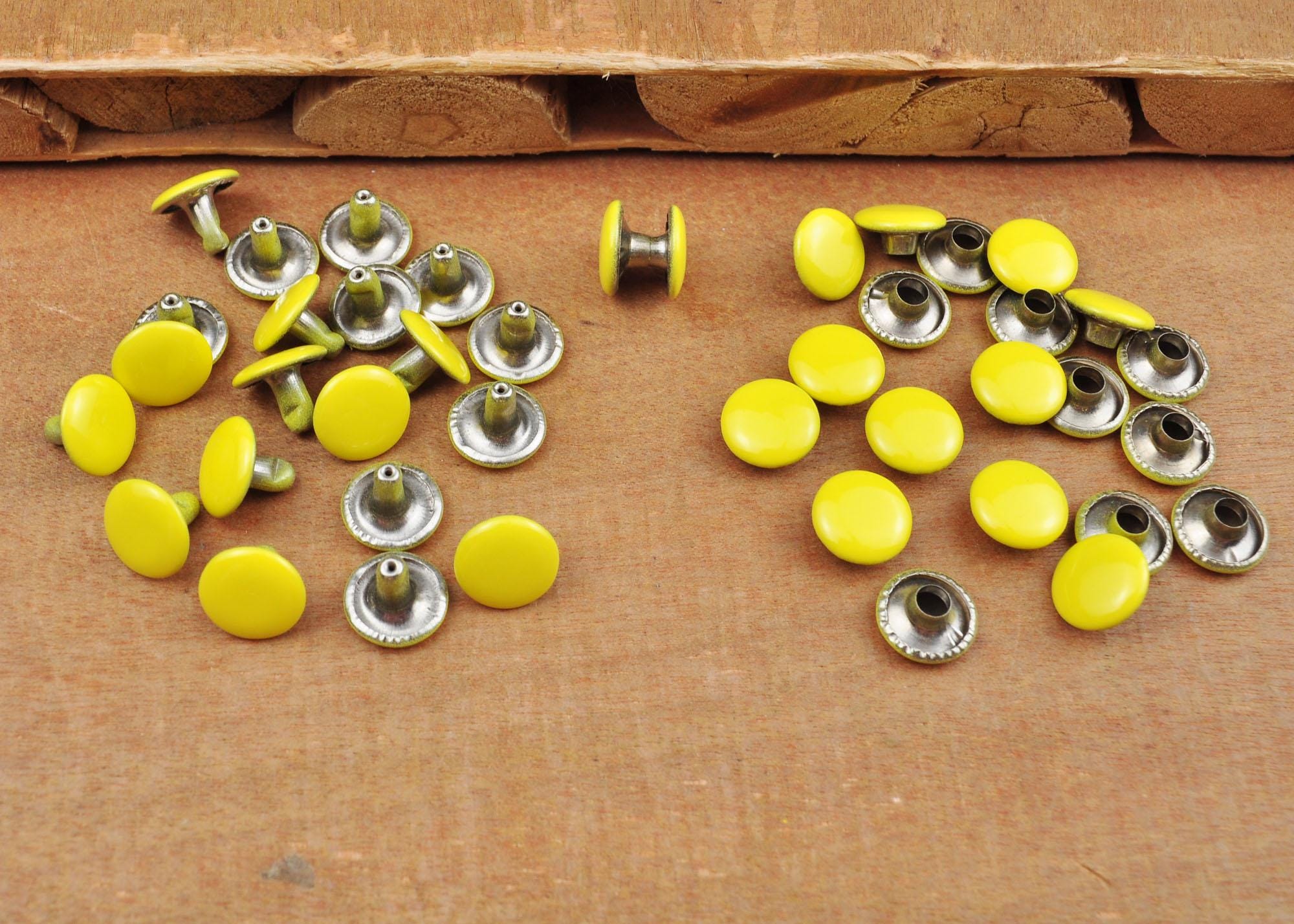 20-100 Yellow 9mm Double Cap Rivets,stud Rapid Rivets Leather Craft ...