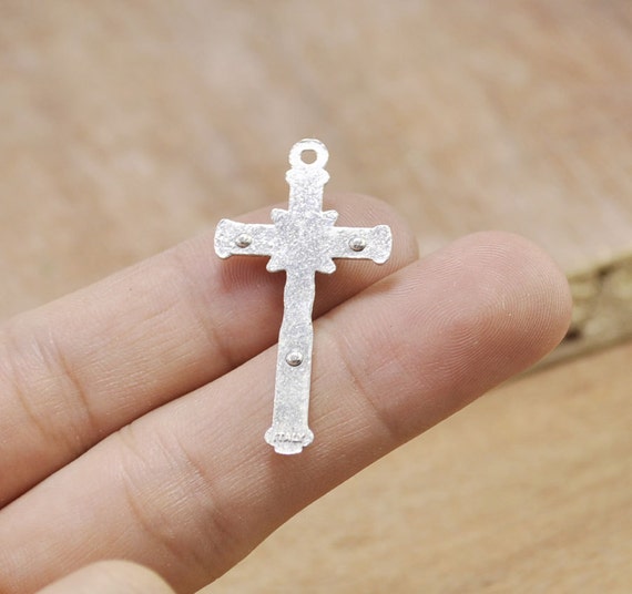 30pcs Antique Silver Cross Charms Cross Pendant,Religious Charm Jewelry Making Jewelry Findings Craft Supplies 36x19mm