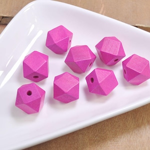 100Pcs Geometric Natural Wood Beads, Roseo, Polygonal 20mm Hand painted Beads, hexagon wooden beads,jewelry wood bead supply - FF3803