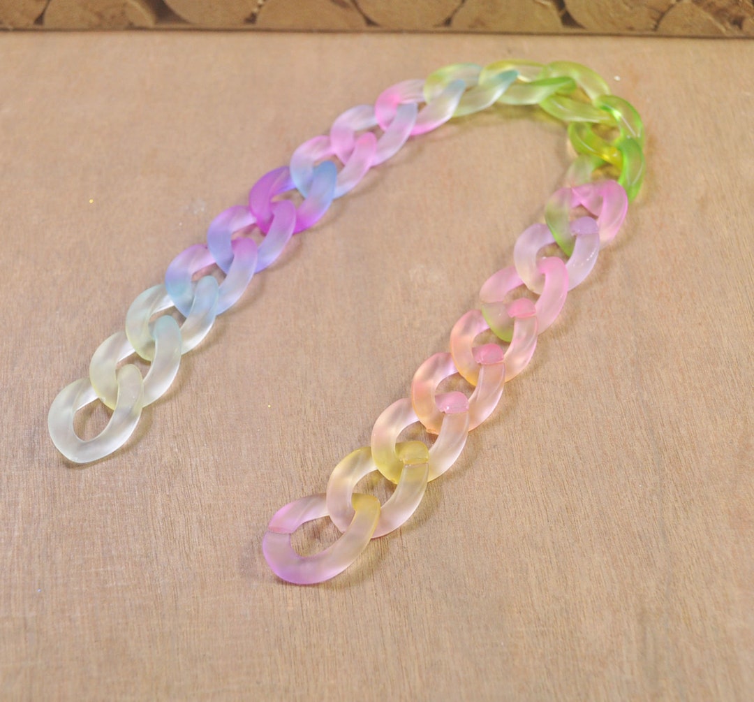 50 Chunky Chain Links,mixed Color Plastic Open Chain Links,curb Chain ...