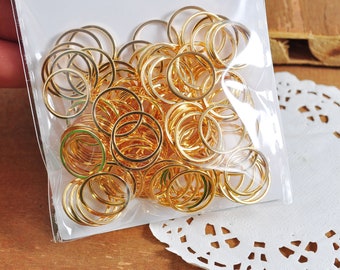 10-100pcs 18K Gold Round Link Charms 14mm, 18K Real Gold Plated Brass Ring Loops, Circle Connectors，Round Cut Tube Circles Supplies