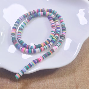 4mm vinyl Heishi beads,Rainbow polymer clay beads, African vinyl beads, Polymer Clay DIY Making Jewelry Bead,Length 40cm--55#