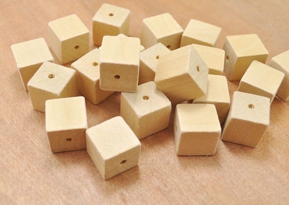 10pcs 20mm grande cubo quadrato perline di legno naturale non