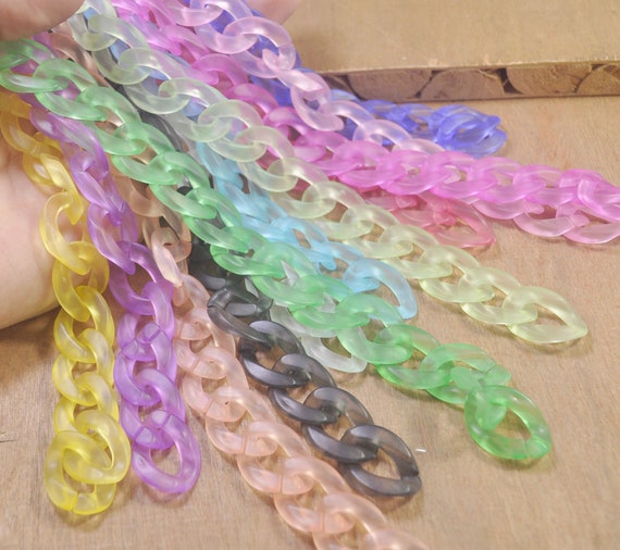 50 Jewelry Plastic Chain Links, Assorted Color Chunky Twist Open Chain  Links 20x29mm 