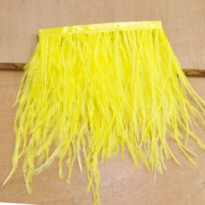 Feather,Yellow Ostrich Feather,1 yard /2 yards /5 yards /10 yards Ostrich Feather Fringe trim 13-15 cm (5-6 inch),Artificial feather
