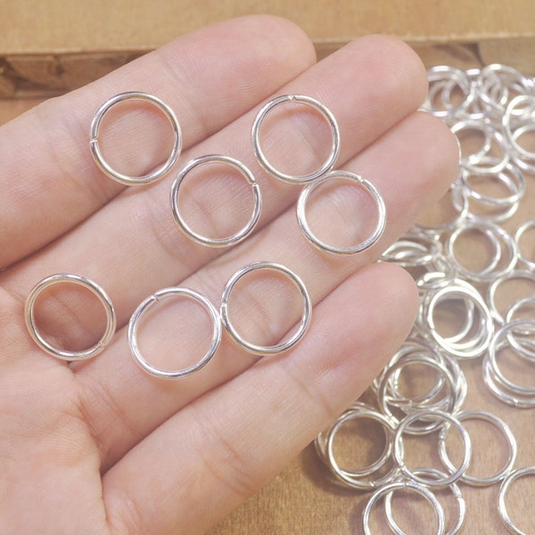 14mm x 1.5mm Thick Jump Rings,100pcs Silver Plated Open Jump Rings, Open Split,Jewelry Making Supply