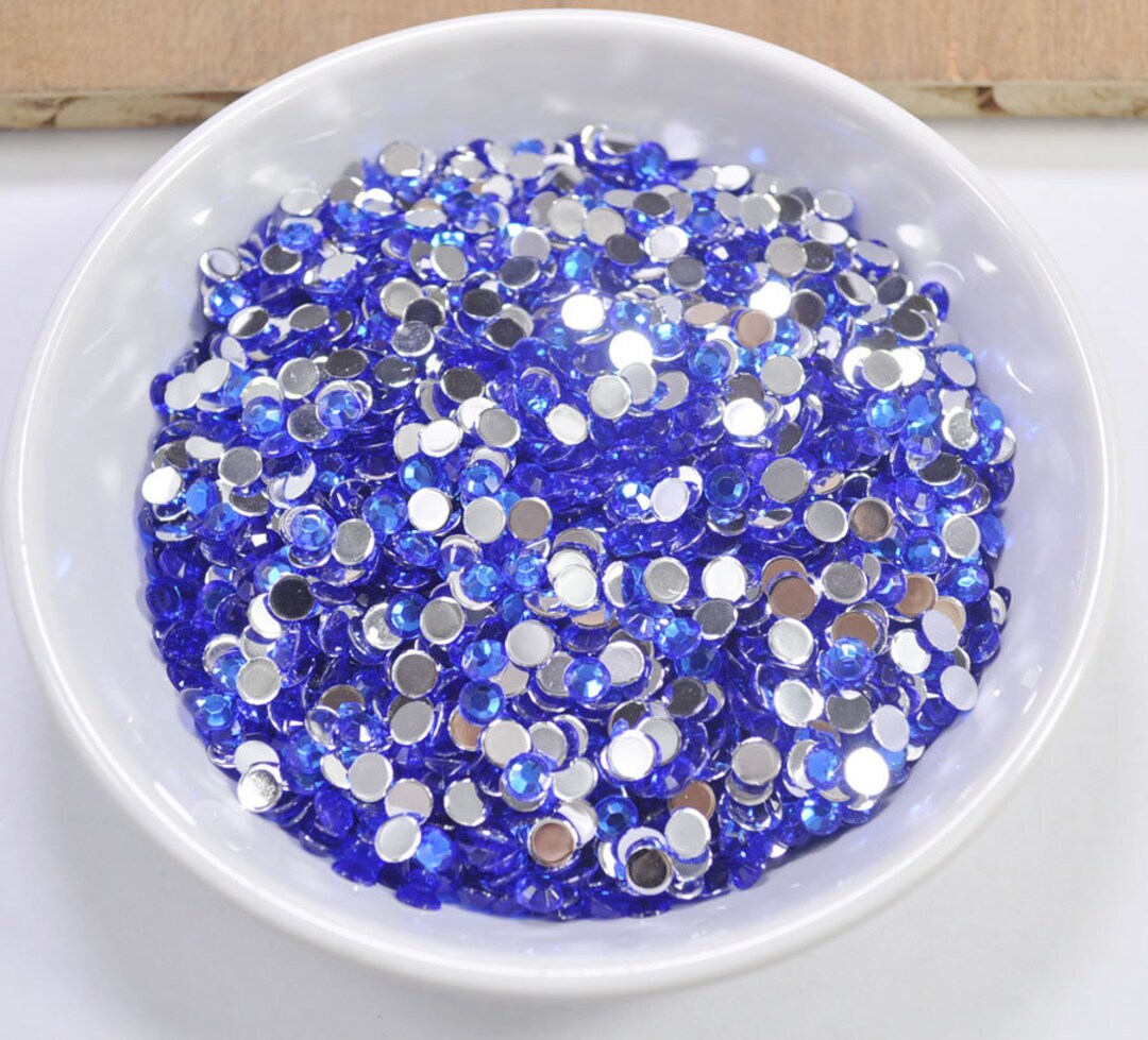 Small Blue Rhinestones 1000pcs Blue Rhinestones,acrylic Round Rhinestones,faceted,flat Back ...