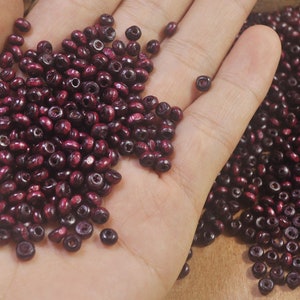 3X4mm 200pcs small Round Wooden Beads.Wine Red wood beads.Natural Wood beads,beads craft,round beads for earrings,bracelet,necklace.