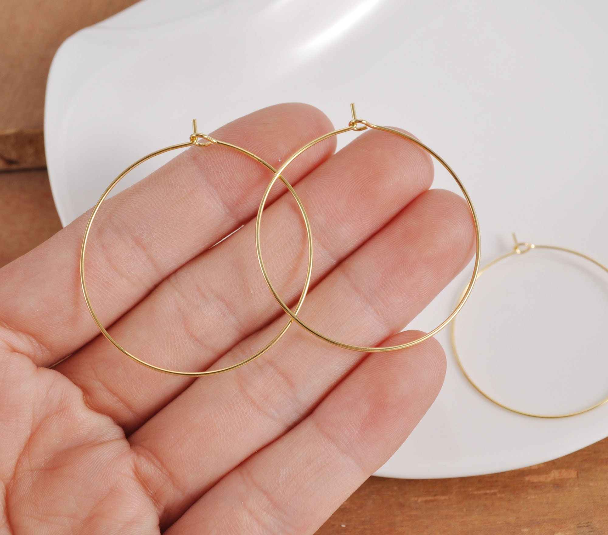 18k Gold Plated/silver Earring Hoops,10/30/50/100pcs 15mm Circle