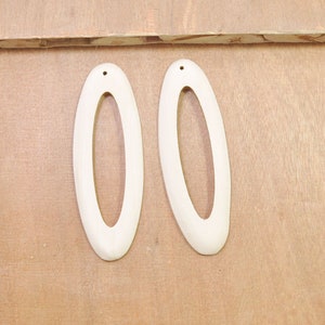 10Pcs Naturat Oval Pendant, Unfinished Hollow out Wooden Pendant, Large Wooden Oval Charm for Earrings or Necklaces,wood supplies--93x31mm