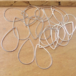 50Pcs Silver Plated Drop Pendant Charms,Flat Tear Drop Connector,39x25mm --FF4367#
