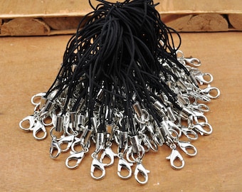 10-200Pcs Black Cell Phone Straps With Lobster Clasps Charm,Lanyard Lariat Strap Cords,Keychains Hooks Mobile Set ,Keyring Bag Accessories