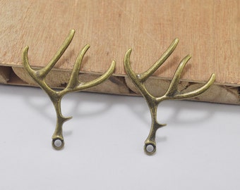 6PCS Deer Antlers pendants--Antique bronze tone Deer Antlers Charms Pendant--40x53mm.