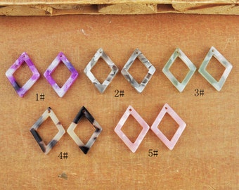 Tortoise Shell Acetate Earring Charms,Small Diamond Shaped Pendant,Earring Pendants,21x15mm,Earrings findings，DIY Jewelry Making