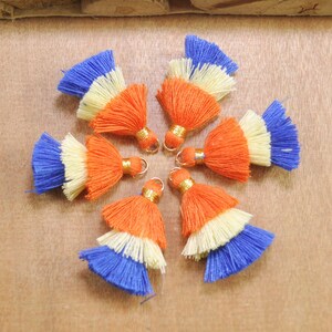 38 mm Gestufte Quasten, 5 Stück handgefertigte Baumwollquasten, kleiner dreistufiger Quastenanhänger, geschichtete Quasten, Quastenohrringzubehör - NO.3-23