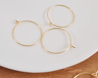 18k Gold Plated Earring Hoops,10/30/50/100Pcs 25mm Circle earrings, Round Earring Hoop ,Earring Wires, Jewelry Making
