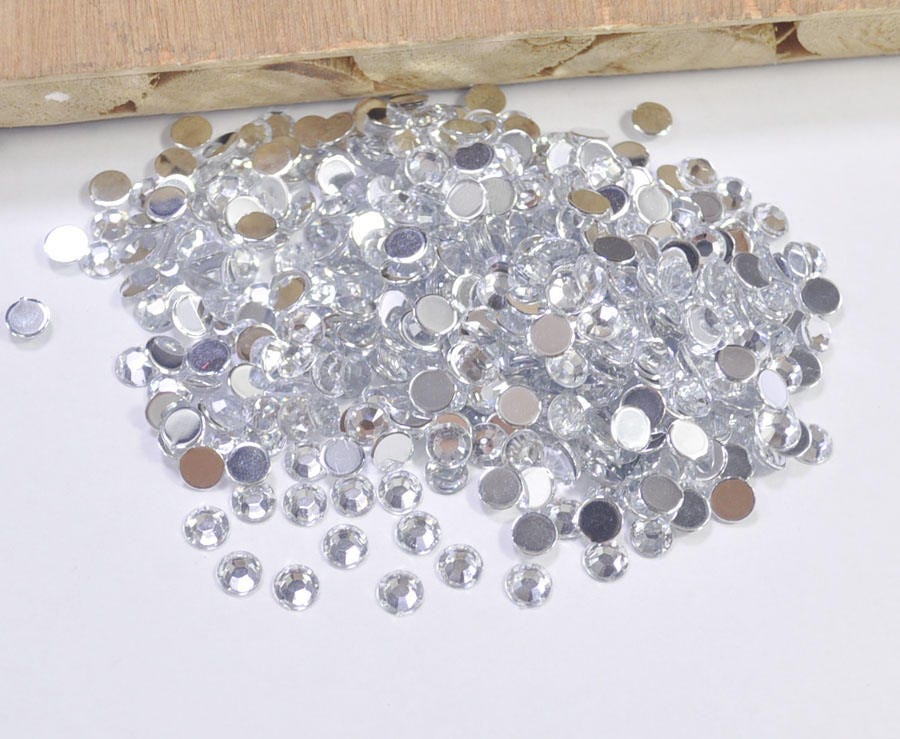 1000pcs Transparent Rhinestones,acrylic Round Rhinestones,faceted,flat ...
