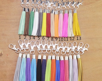 Wholesale Mixed Color Leather Tassel,Silver plated Tassel Key Chain,leather tassel keychain,clip on tassel,Large tassel keychain