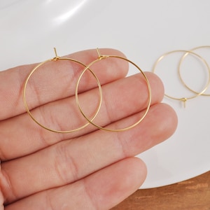 18k Gold Plated Earring Hoops,10/30/50/100Pcs 30mm Circle earrings, Round Earring Hoop ,Earring Wires, Jewelry Making