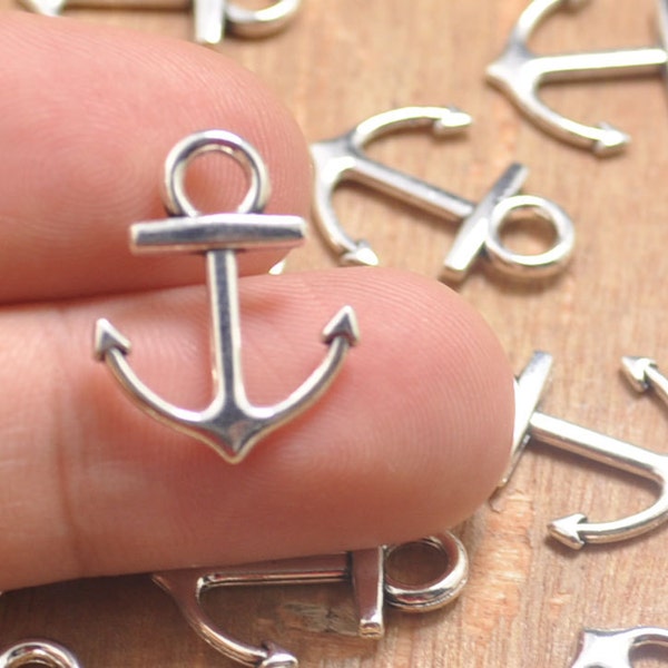 30pcs of Anchor charms, Antique Silver Anchor Charm Pendants,Double Sided anchor pendant--15x19mm