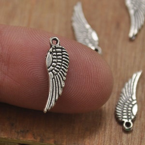 60pcsTiny Angel Wings Charms Pendant,Silver Little Wing Shape Pendants(double sided)--16x5mm