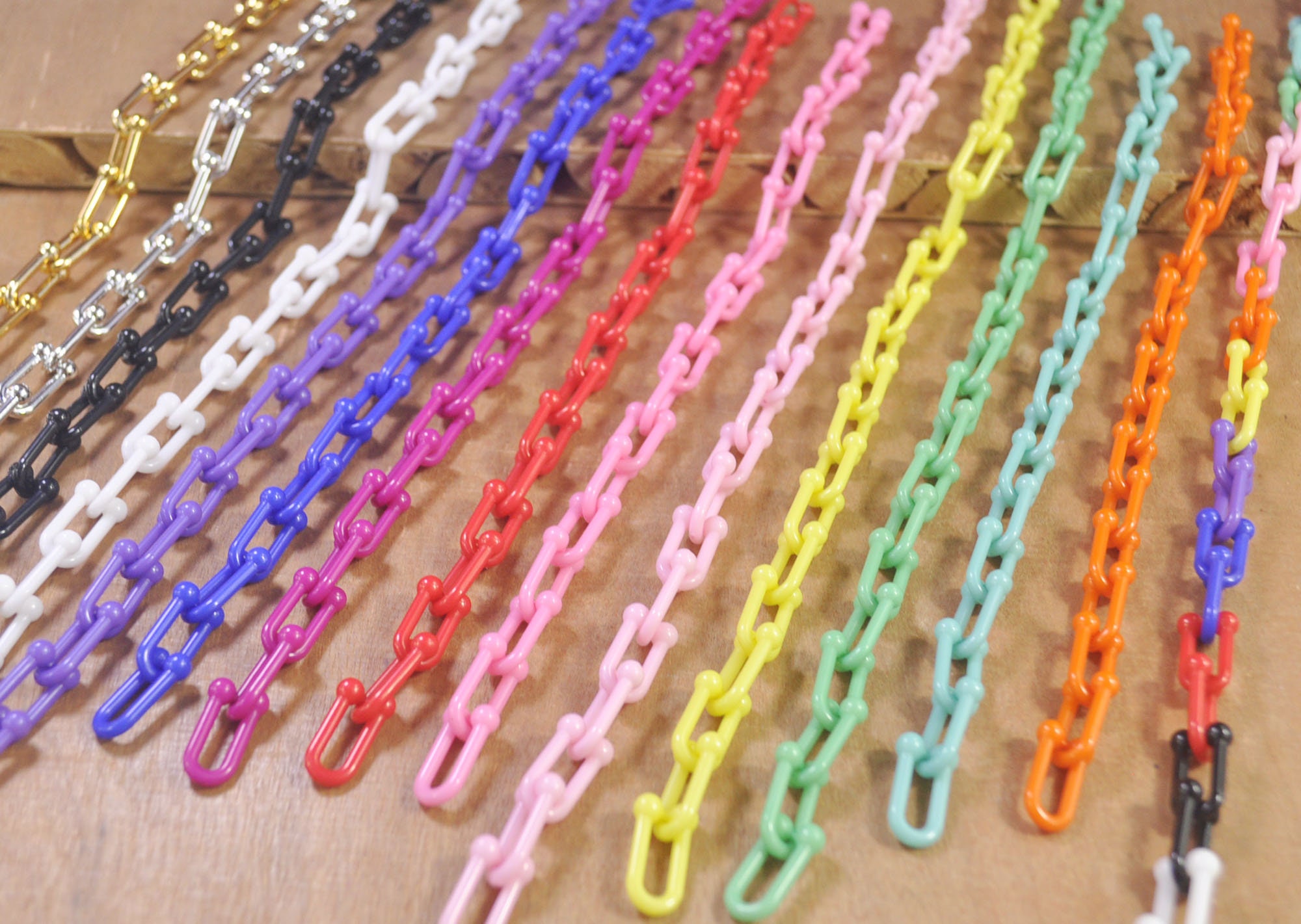 50pcs Plastic Chain Linku-shaped Chains Oval Chainsacrylic - Etsy UK