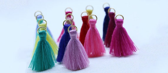 20pcs 3.5 cm 20 Mix Colorful Cotton Silk Ring Tassel Brush Charm DIY Making  Tassels Earring Pendant Jewelry Supplies Findings