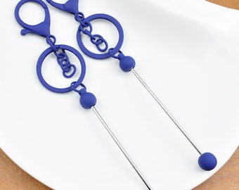 Llaveros de barra en blanco para abalorios (1/5/10/20/30/50/100 unidades), colores azules, llaveros de metal para abalorios, suministros para manualidades de llaveros.