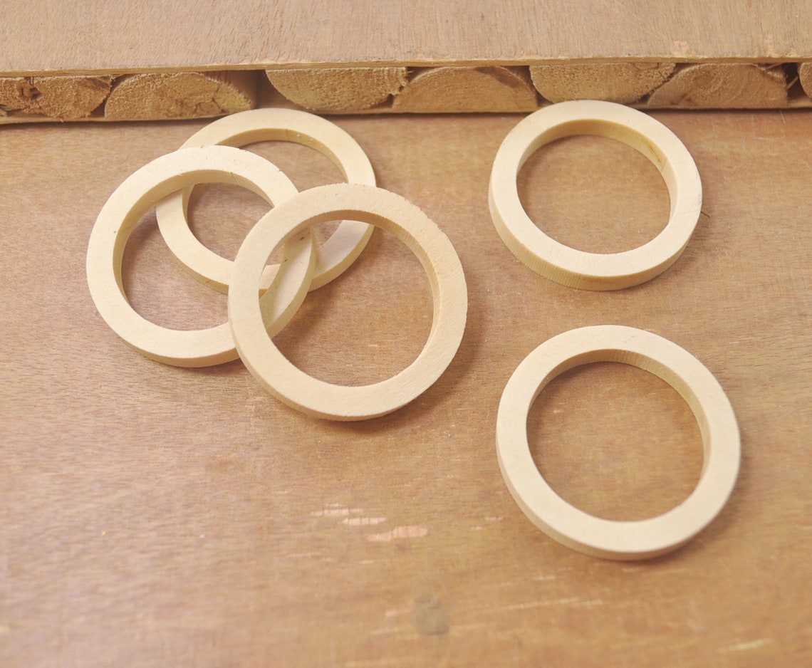 20pcs 39mm Natural Flat Wood Ringlarge Unfinished Wooden Etsy