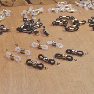 Black/White eyeglass holder with brass beads,Rubber Glasses Chain Holders,20/50pcs Eye Glasses Spectacle Chain Strap Holder Rubber Loop Ends