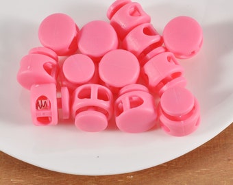10 Plastic Toggle Cord Locks,Deep Pink spring button toggles, Double Hole Toggle Cord Lock,elastic cord locks, Face Mask toggle lock,Cording