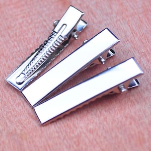 50PCS--32x6mm Silver plated flat metal hair alligator clip,Alligator Clip,Hair Clip, Hair Bow, Set of Clips, Crafting Supplies