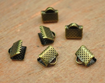 50pcs Bronze à sertir ruban, perles à écraser, ruban pinces bronze attache cordon coupleur bande pinces à sertir se termine, à serrer, ruban à sertir fin--8mm.