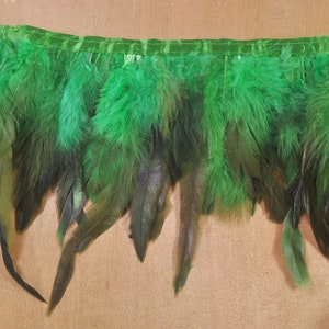 KOLIGHT Pack of 10 Yards Natural Rooster Hackle Feather Trim Fringe 5-7 in Width DIY Decoration (Natural