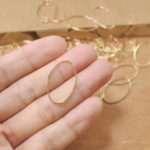 50pcs KC oro placcato piatto ovale saltare, raccordi in ottone ovale, charm.oval ovale Ciondolo anello - 26x16mm - FF4412 #