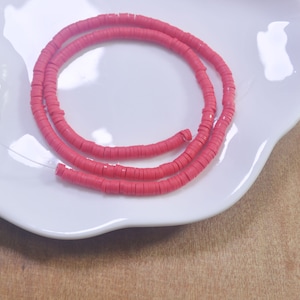 4mm vinyl Heishi beads, Red polymer clay beads, African vinyl beads, Polymer Clay DIY Making Jewelry Bead,Length 40cm--35#